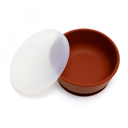 Food Grade Silicone Baby Feeding Bowls with Lid Anti-fall Strong Suction Dining Bowl for Toddler Kid Training Tableware BPA Free