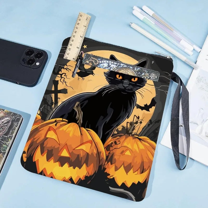 1pc Black Cat Book Sleeve Halloween Pumpkin Book Protector Book Covers for Paperbacks Washable Fabric Cloth Book Cover