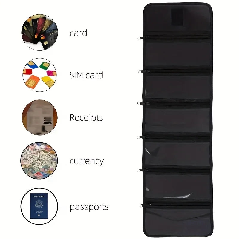 Cash storage box with 6 zippered pockets, cash ticket storage box, envelope wallet money bag