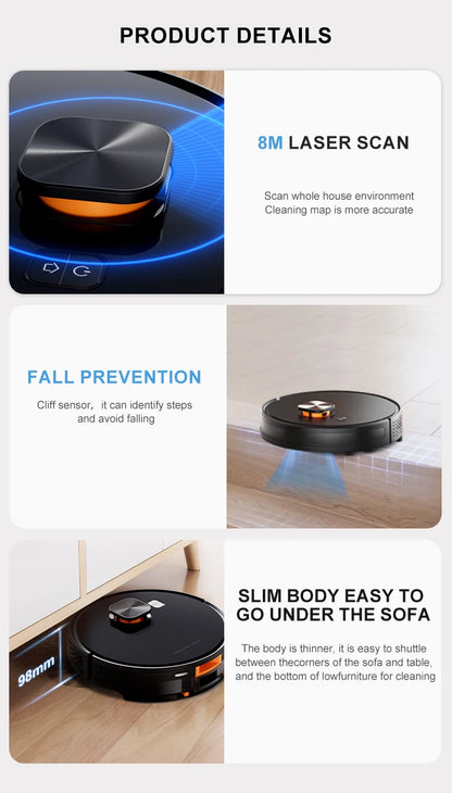 X7 Robot Vacuum Cleaner Can Work For 120-150 Minutes With Laser and Gyroscope Navigation Function Automatic Cleaning Sweep Robot