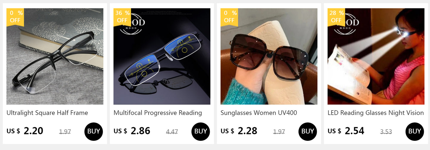 Progressive Reading Glasses Multifocal Anti-blue Light Glass Glasses Half Frame Metal Alloy Men and Women +1.0 +1.5 To +4.0