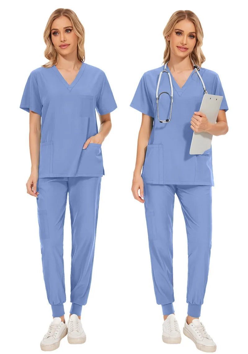 Medical Scrubs Bulk Order - Anti-Microbial Jogger Sets for Surgery/Dental/Vet/SPA/Pharmacy Multi-Pocket Workwear with Pen Slot