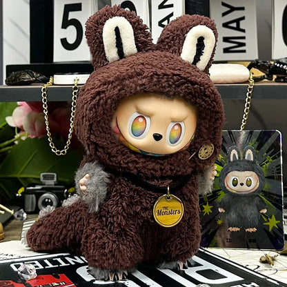 Labubu Doll 17cm Fashion Hoodie Clothing BJD Mini Replacement Cartoon Doll Accessory Cute Decorative Item for Figurines