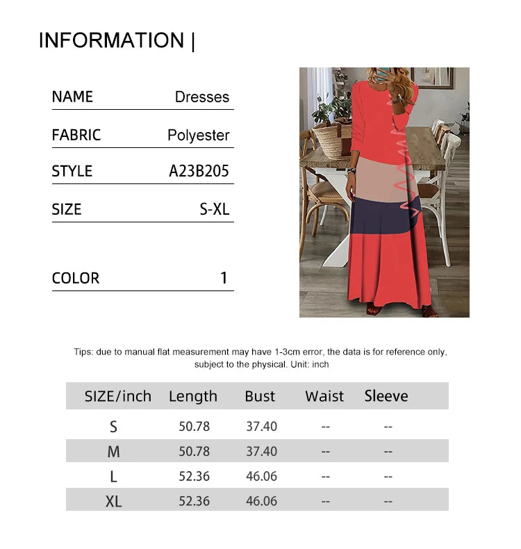 Bohemian O-Neck Maxi Dresses for Women, Long Sleeve, Vintage Patchwork, Daily, New, Autumn, 2024