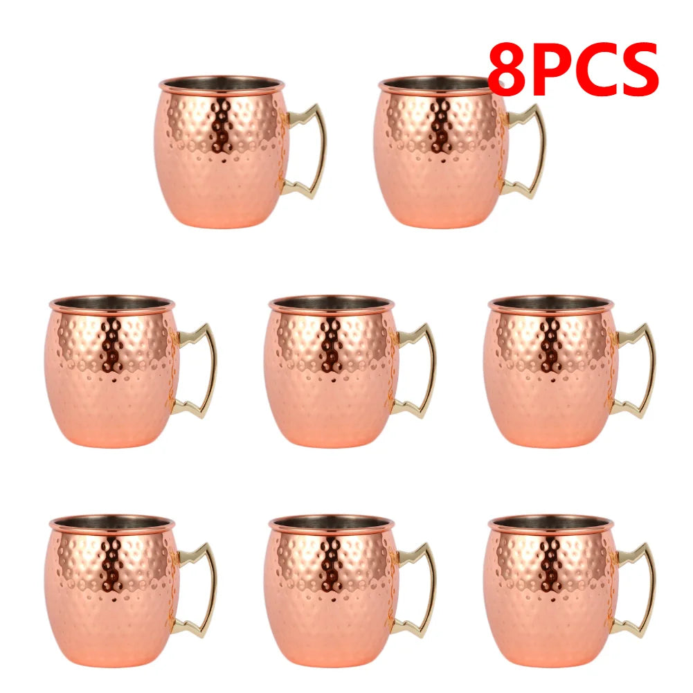 Moscow Mule Copper Mugs Metal Beer Cup Stainless Steel Copper Goblet Cocktai Wine Coffee Cup Champagne Party Bar Drinkware Tools