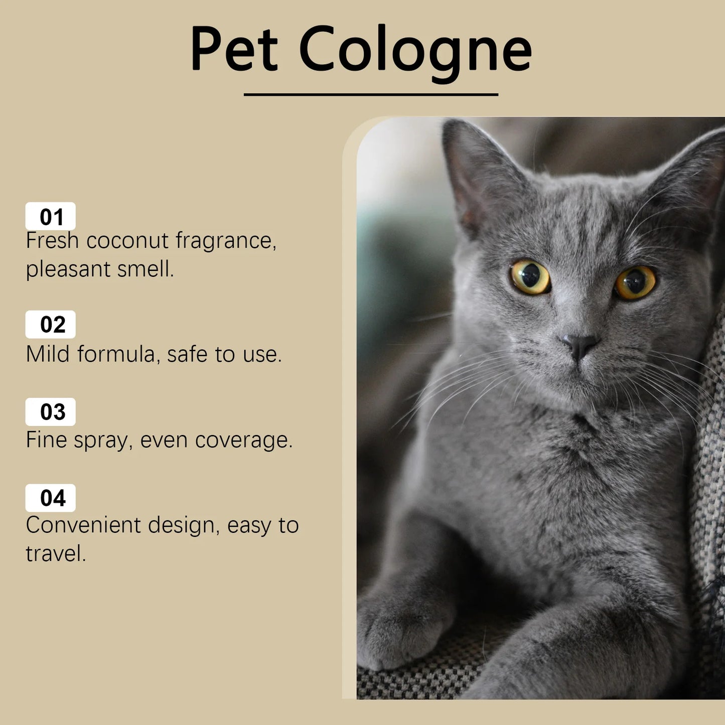 YEGBONG 100ml Coconut Scent Pet Odor Eliminator Spray Natural Formula Neutralize Urine Odors Freshen Indoor Air for Dogs Cats