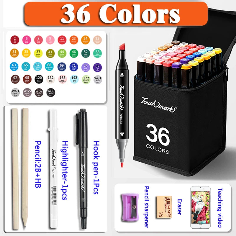 24-168 Color Alcohol Double-ended Oily Marker Painting Art Set Office Culture and Educational Supplies