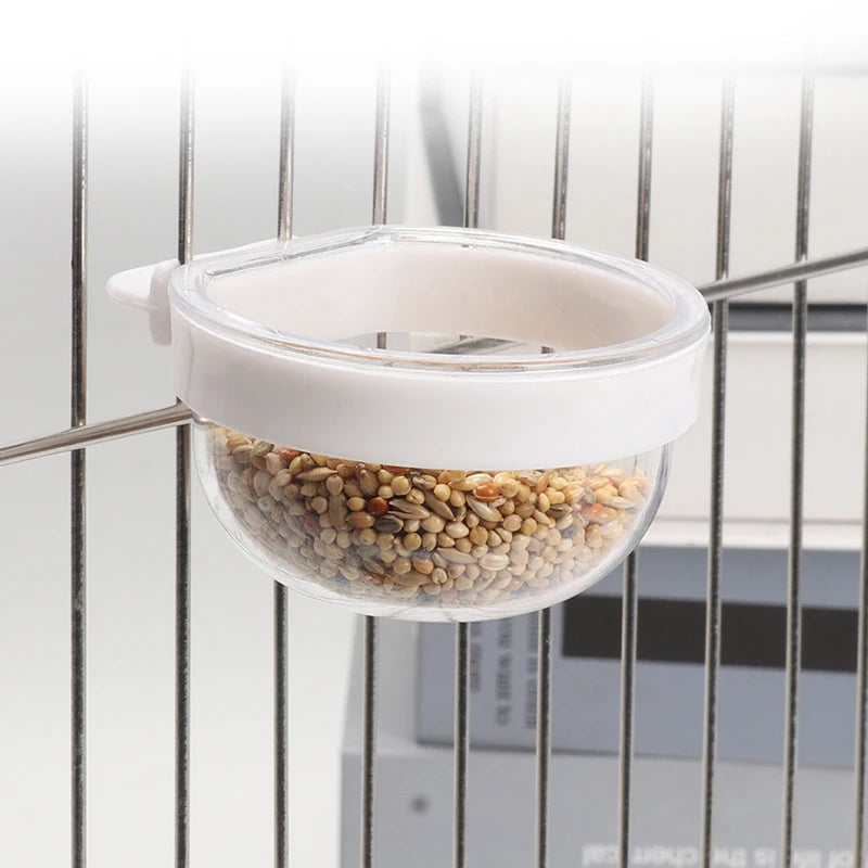 Bird Feeding Bowl Detachable Transparent Bowl Plastic Food Cup For Cage Convenient Hanging Seed Water Feeder for Parrots