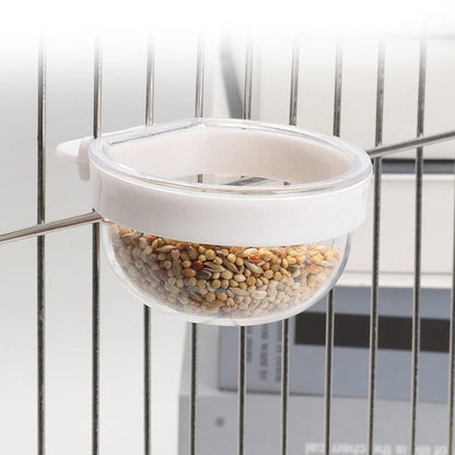 Bird Feeding Bowl Detachable Transparent Bowl Plastic Food Cup For Cage Convenient Hanging Seed Water Feeder for Parrots