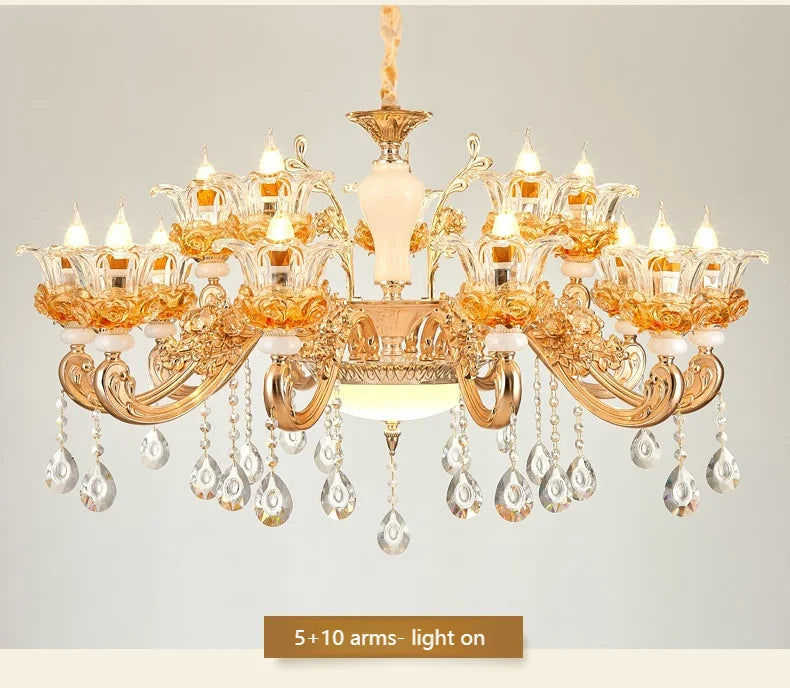 Flower Glass Lampshade Crystal Pendant Lamp Living Room Dining Room Bedroom Hall Villa New Design Hot Sale Decorative Chandelier