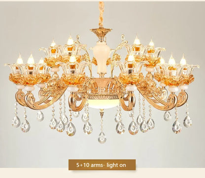 Flower Glass Lampshade Crystal Pendant Lamp Living Room Dining Room Bedroom Hall Villa New Design Hot Sale Decorative Chandelier