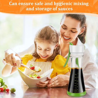 2Pcs Salad Dressing Shaker with Handle Leakproof Salad Dressing Mixer with Scale Dishwasher Safe Salad Dressing Bottle Shaker