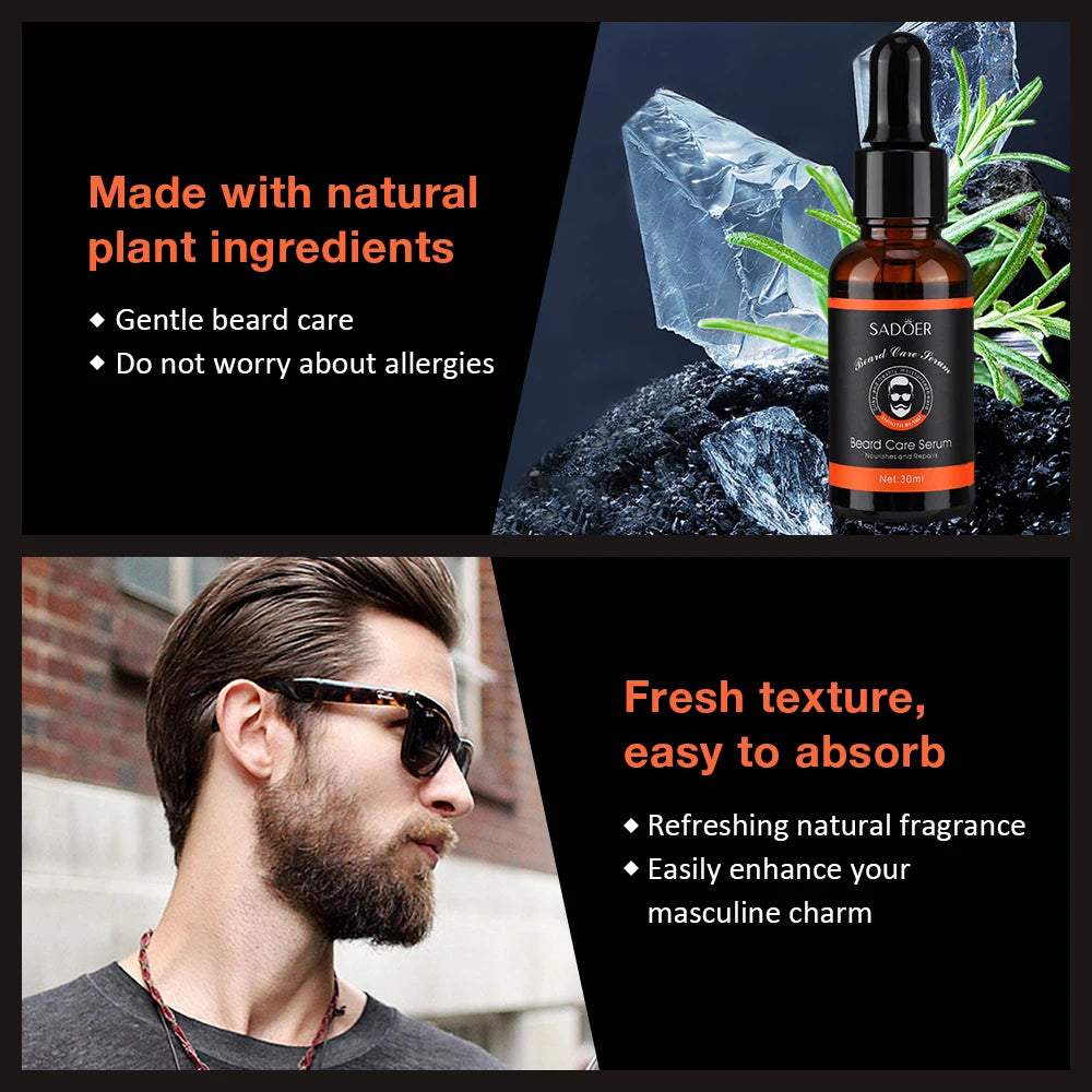 Natural Beard Balm And Beard Oil Moisturizing Smoothing Soften Beard Wax Cream Reduce Frizz And Split Ends Hair Care Essence Oil
