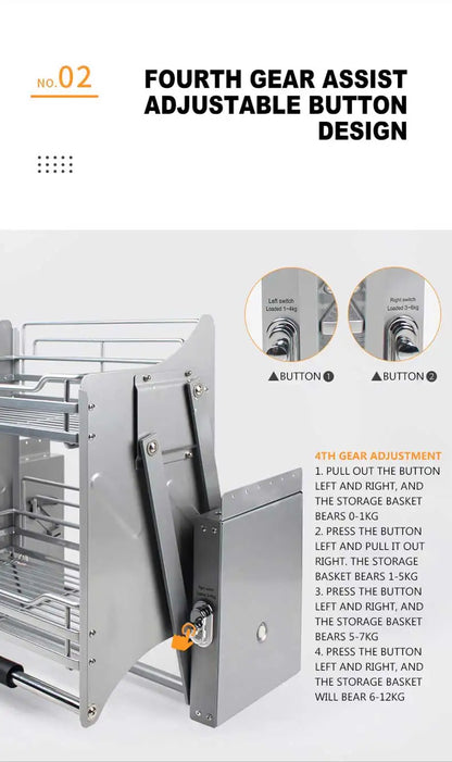 Kitchen Cabinet Wall Cabinet Lifting Pull Baskets Pull-down Kitchen Storage Rack Cabinet Pull Basket Damping Buffer Lift