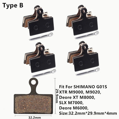 4Pairs Bike MTB Semi-Metallic Disc Brake Pads For Shimano B01S G01S A01S XTR XT SLX Deore Sram Guide Level HRD Red Etap Magura