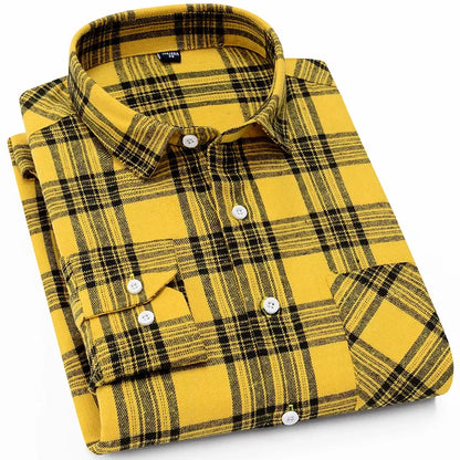 40%cotton fashion korean populasr clothes Casual plaid long-sleeve shirts for men slim fit plain shirt social streetwear tops