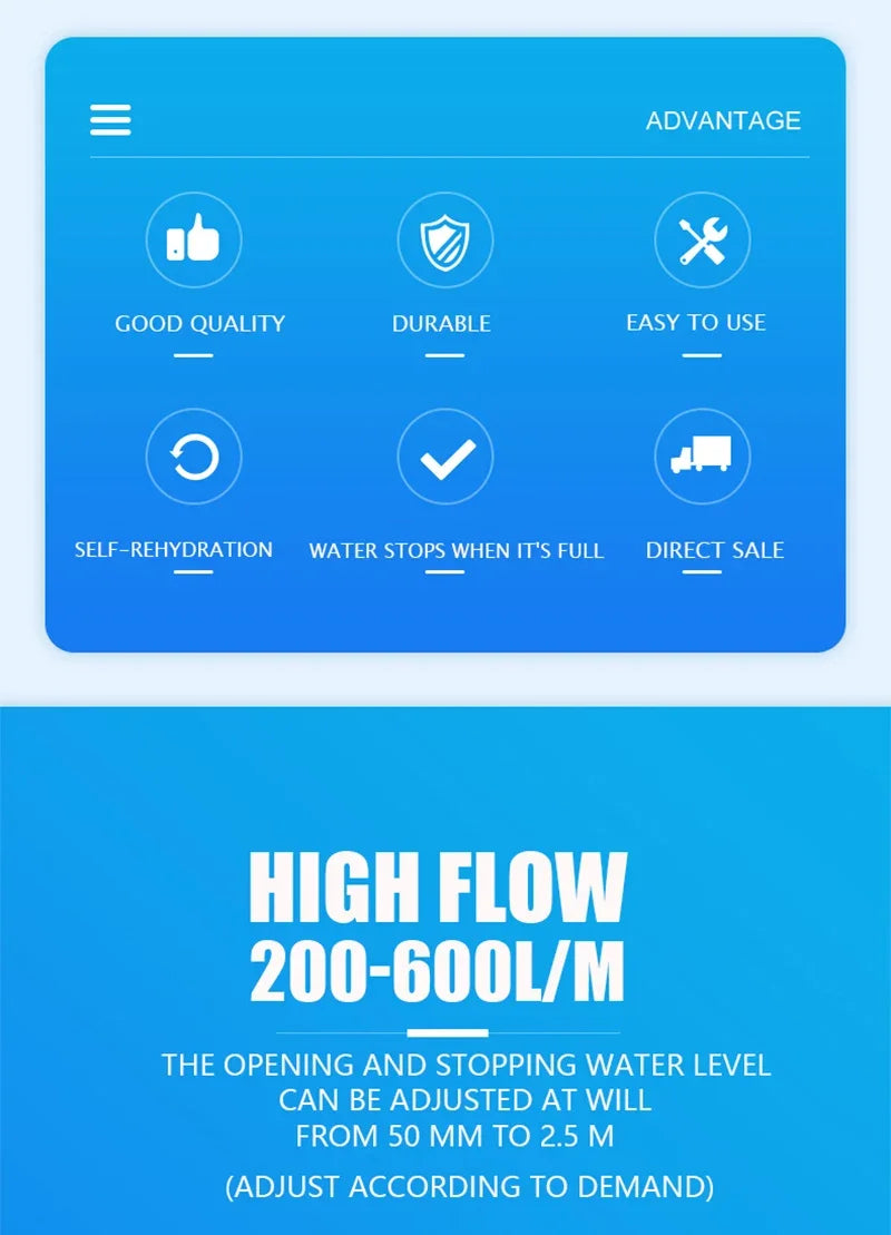 Water tower automatic water output and water stop high and low water level adjustment water pump float valve controller valve