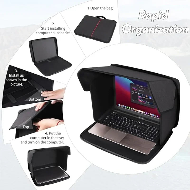 Portable Outdoor Laptop Sun Shade Universal Foldable Laptop Case Bag Hood Shading Tent Laptop Tablet Waterproof Dustproof Shield