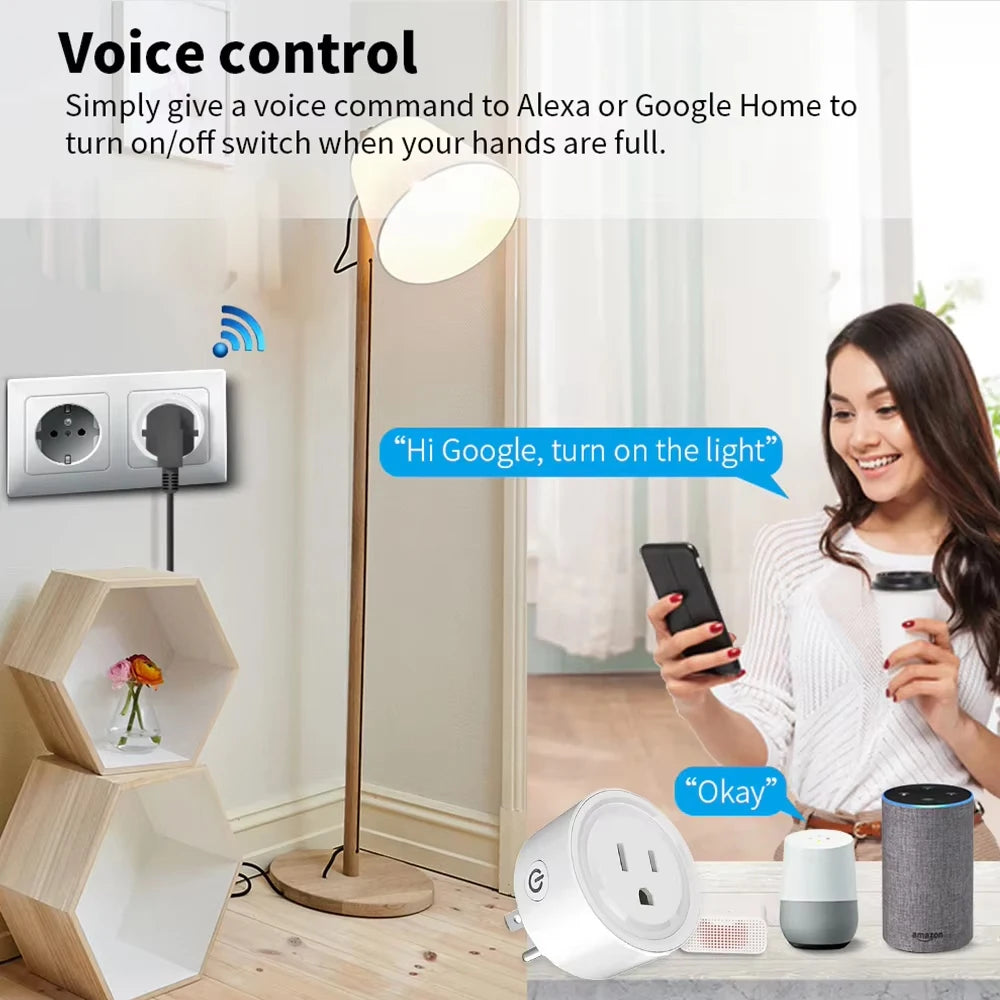 Smart Plug Zigbee/WiFi Socket US 16A With Power Monitor Timing Function APP Control Smart Home Automation Works With Alexa Z2M