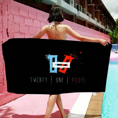 T-Twenty One Pilots Beach Towel Colorful Bath Towels For Girl Microfiber Quick Dry Custom Sand Free Beach Yoga Spa Gym Pool