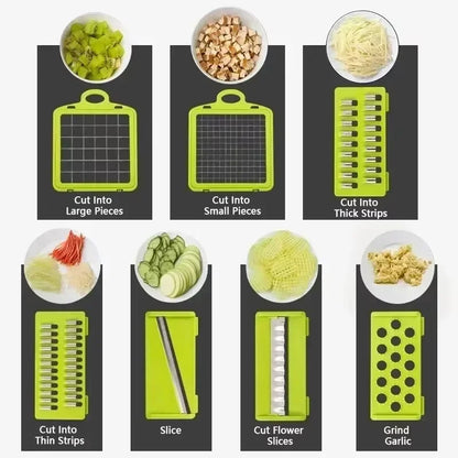 Multifunctional vegetable chopper 14/16 in one chopper handle food grate chopper kitchen vegetable slicer dicing machine cutting