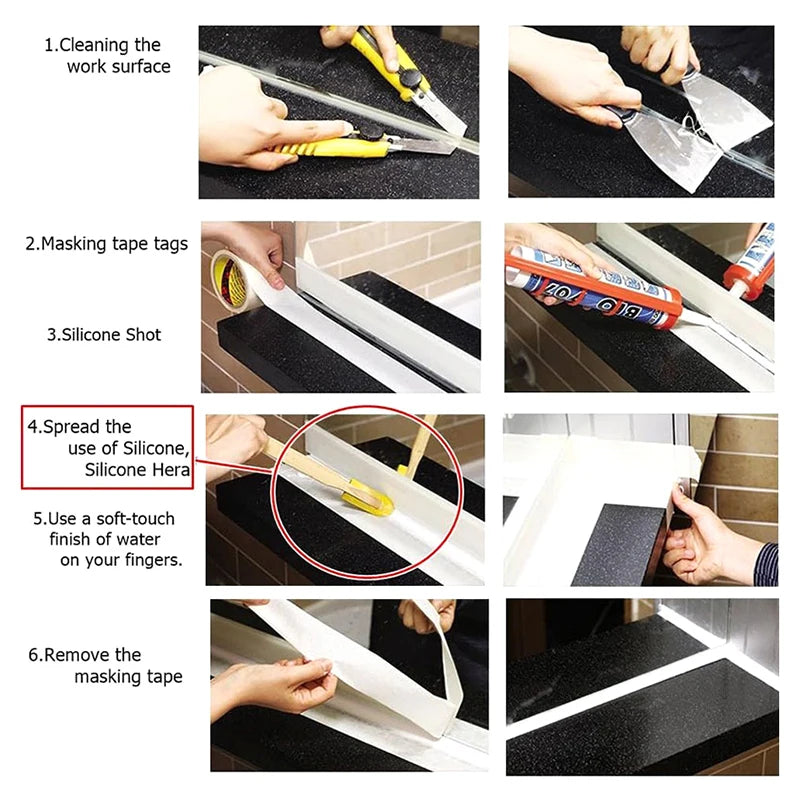 Rubber Caulking Tool Kit Caulk Finishing Tool Multifunctional Grout Sealant Caulking Smoothing Tool For Kitchen Bathroom Window