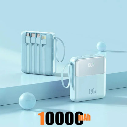 Portable Power Bank 50000mAh 120W Super Fast Charging Mobile External Battery With Four Cable Charger Suitable For iPhone Xiaomi