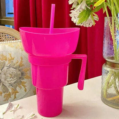 Popcorn Beverage Cup Snack Cups Straw Cup with Handle Water Bottles with Straw Coffee Cup Mug