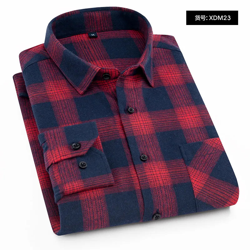 40%cotton fashion korean populasr clothes Casual plaid long-sleeve shirts for men slim fit plain shirt social streetwear tops