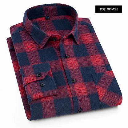 40%cotton fashion korean populasr clothes Casual plaid long-sleeve shirts for men slim fit plain shirt social streetwear tops