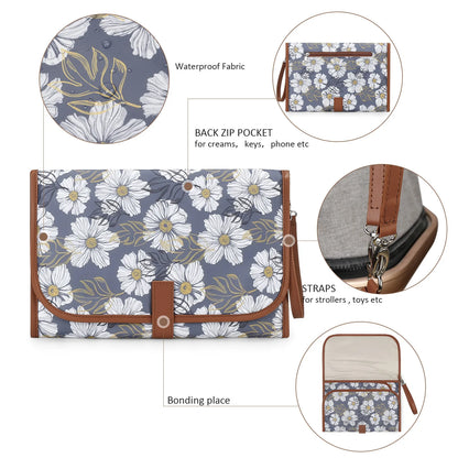 New Portable Diaper Changing Pad, Portable Changing pad for Newborn Girl & boy - Baby Changing Pad with Smart Wipes Pocket