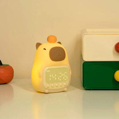 Cute Capybara Clock LED Digital Alarm Clock Rechargeable Table Clock Study Work Clock 12/24H Bedside Clock with Night Light