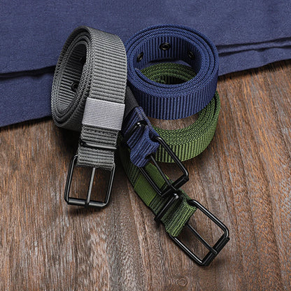 Perforated Canvas Belt Men's Needle Buckle Belt Student Youth Korean Adjustable Multi-Hole Belt Student Jeans Belt