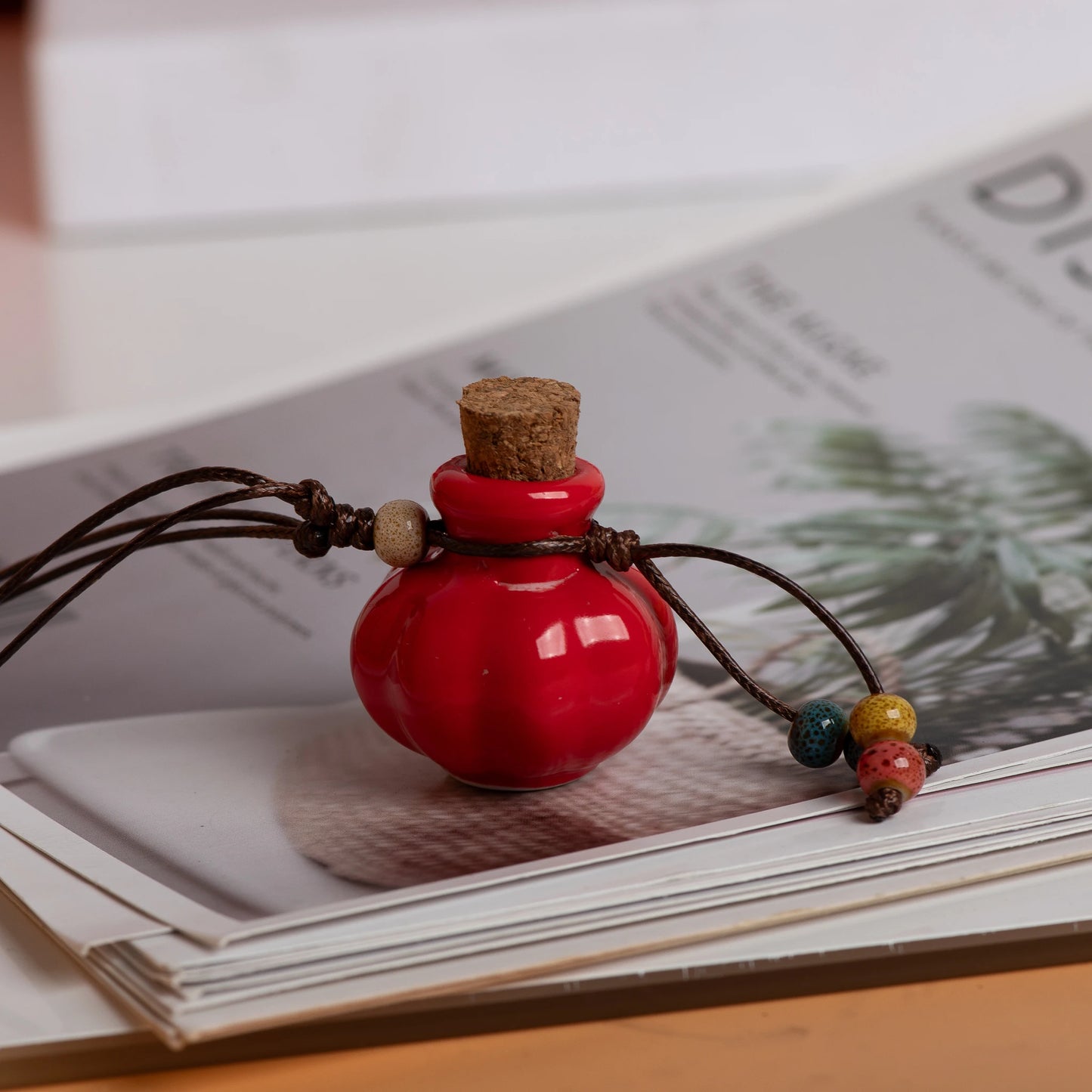 Handmade Ceramic Perfume Bottle Pendant Essential Oil Diffuser Artisan Craft Jewelry