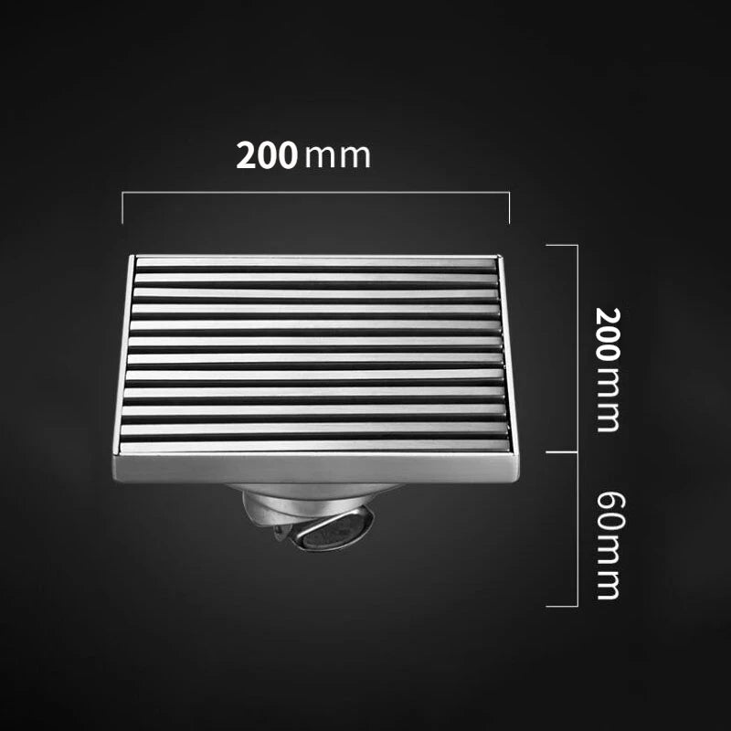 304 Stainless Steel Balcony Square Floor Drain Engineering Large Displacement Deodorant Floor Drain Outdoor Floor Drain