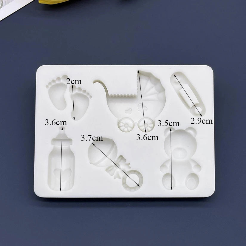 Bear Baby Barriage Feeding Bottle Silicone Cake Baking Mold Sugarcraft Chocolate Cupcake Resin Tools Fondant Decorating Tools