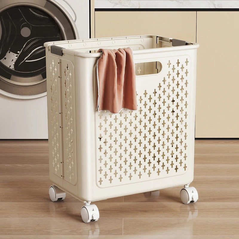 Foldable Laundry Baskets With Wheels Dirty Clothes Basket Large Capacity Cart Bathroom Multifunctional Storage Basket