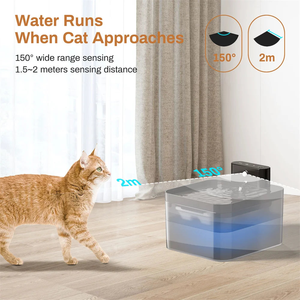 Automatic Cat Water Fountain Wireless Pet Water Dispenser For Dog Cat 2.2L Infrared Sensor Smart Pet Drinkier Accessories