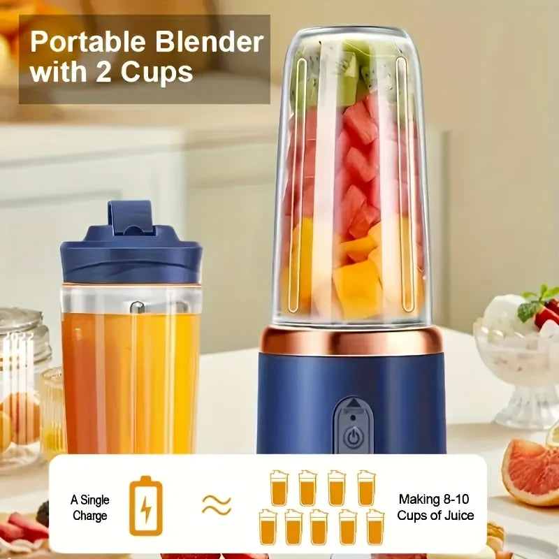 Multifunctional Portable Juicer, 2-in-1 Fruit Blender and Juicer with 6 Blades