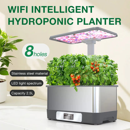8 Pods Hydroponics Growing System Herb Garden Kits Indoor Adjustable Height Automatic WIFI Intelligent Hydroponic Planter