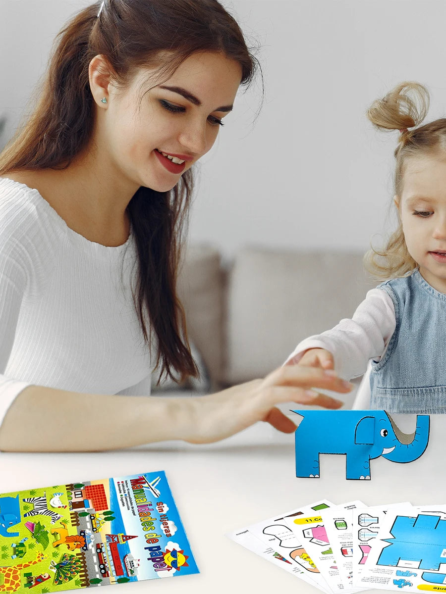 16 - Piece Origami Kit for Babies: Fun Animal - themed DIY Craft Set Kids Learning