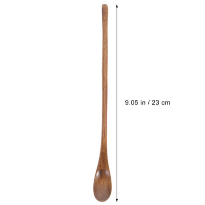2PCS Coffee Spoon Long Handle Coffee Spoon Japanese Stirring Small Wooden Spoon Retro Honey Spoon Nanmu Small Soup Spoon