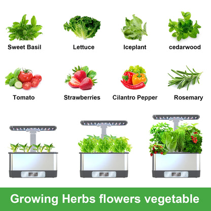 Smart Hydroponic System with LED Light 8 Holes Hydroponics Growing Kit APP Control Timer Indoor Garden for Vegetables and Herbs