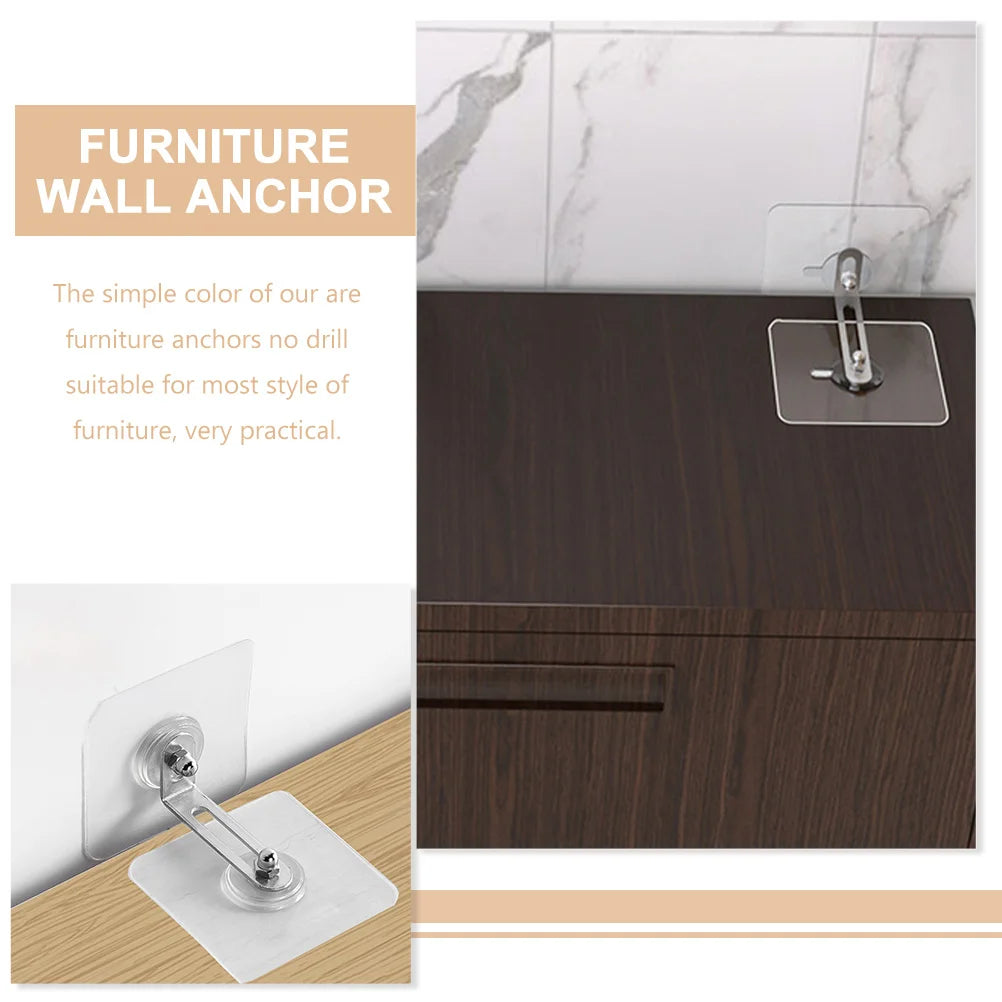 Furniture Anchors Strong Self-adhesive Fixed Prevent Dumping Device No punching Safety Anti Overturning Cabinet Buckle Anchors
