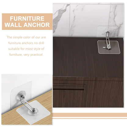 Furniture Anchors Strong Self-adhesive Fixed Prevent Dumping Device No punching Safety Anti Overturning Cabinet Buckle Anchors
