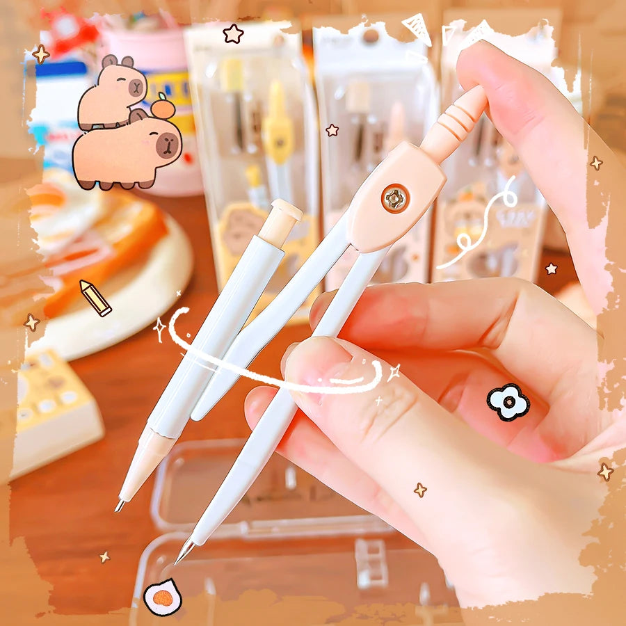 school caliper School supplies Study  geometria school compass drawing tool cute capybara professional compass children