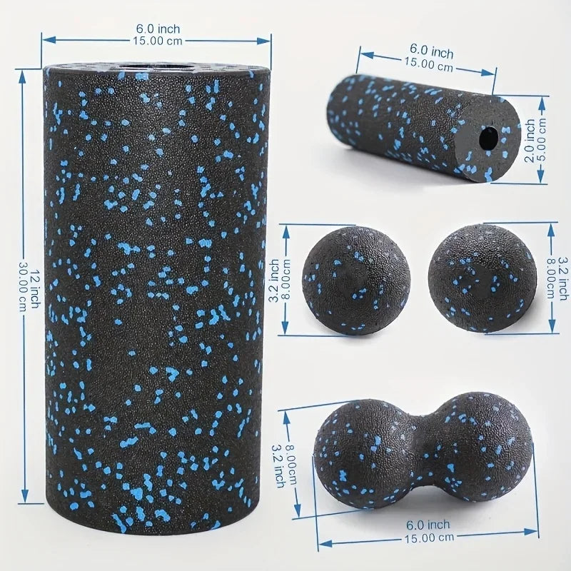 5pcs High-Density Foam Rollers Set - Muscle Massage, Yoga & Therapy, Includes Back Roller, Peanut Ball, Portable Exercise Tools