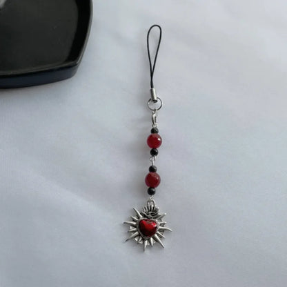 handmade Gothic mobile phone accessories | Gift | Y2K | Neo Gothic | Red and Black | Star | Cross