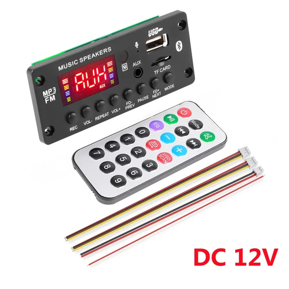 2*25W 50W Amplifier 12V MP3 Player Decoder Board Bluetooth 5.0 Car FM Radio Module TF USB AUX WMA Player Decoder Handsfree