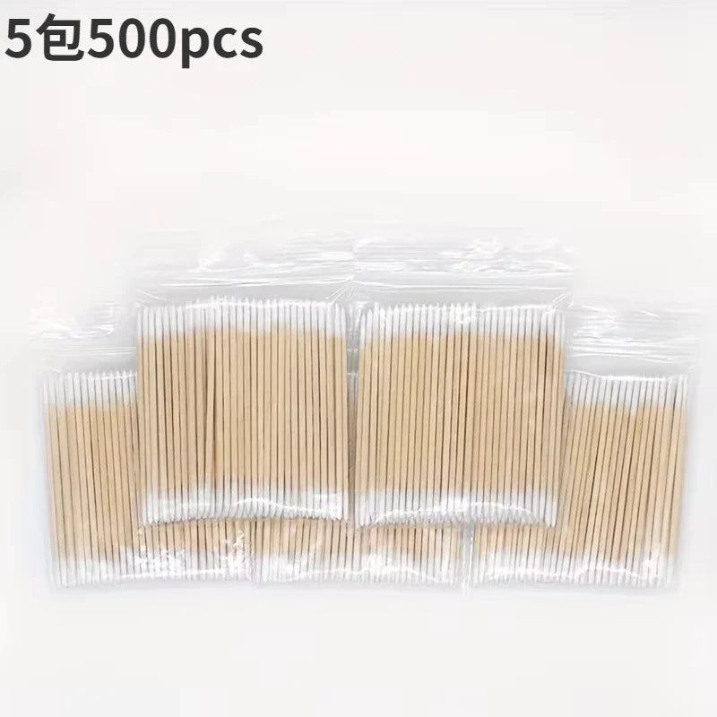 Cotton swab Disposable tattoo tip Cotton swab tip Wooden single head wooden swab small cotton swabEyeliner guard Raw cotton swab